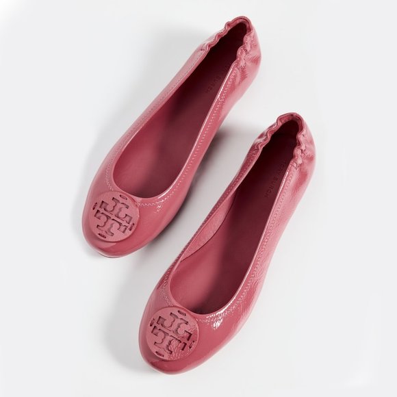 Tory Burch $228 Minnie Travel Ballet Flats Patent Washed Berry - Picture 3 of 9